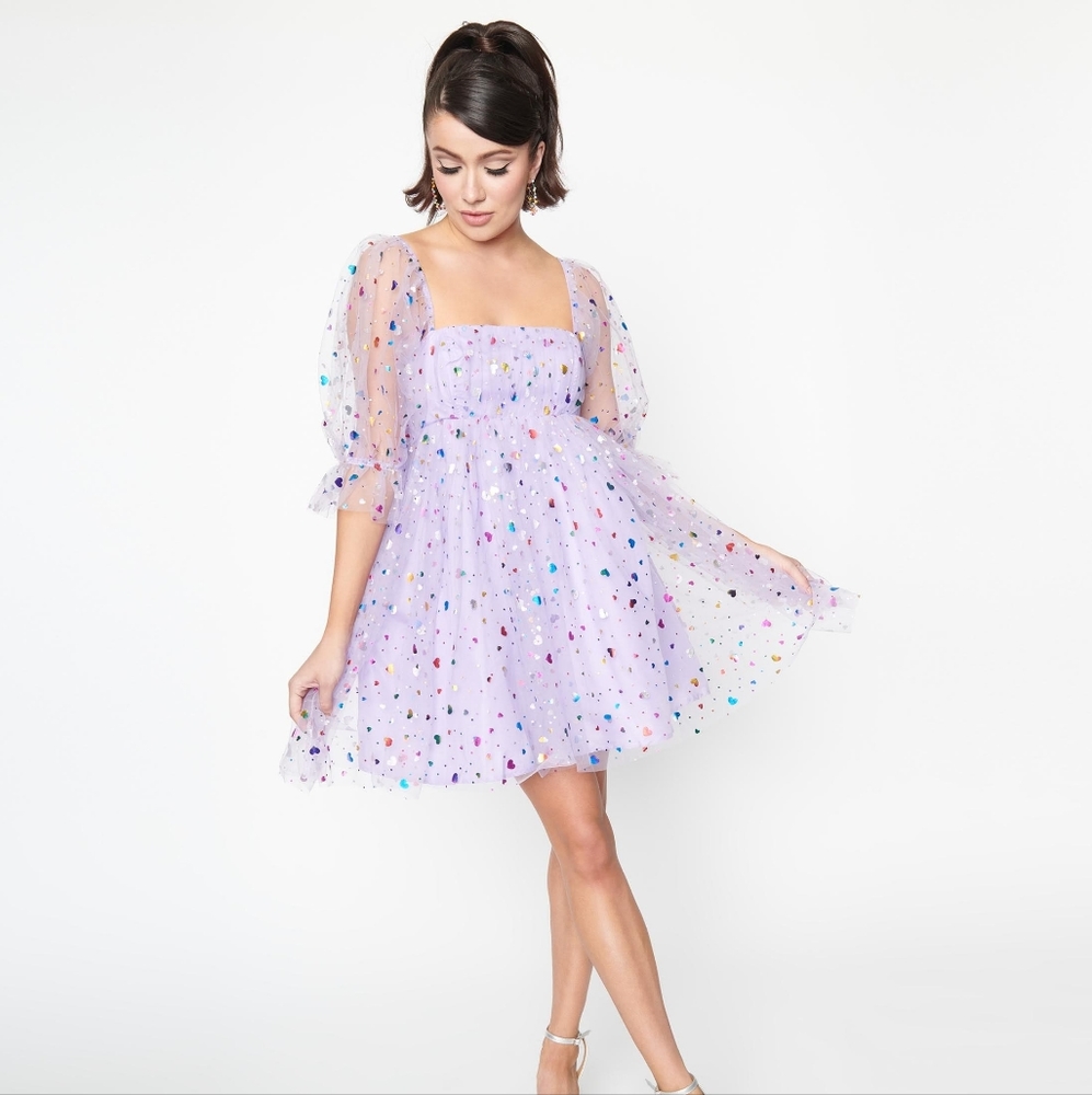 Smak Parlour Purple Confetti Baby Doll Party Dress